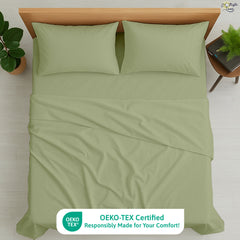 Luxury Giza Cotton 4-Piece Bed Sheet Set | Ultra-Soft & Breathable | Extra Deep 10-Inch Pocket Fitted Sheet, Flat Sheet & 2 Pillow Covers (Sage)