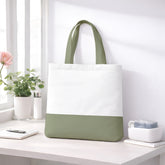 Premium Quality 100% Cotton Tote Bag 13 x 15 Inch – Reusable Eco-Friendly Canvas Shopping, Travel & Daily Carry Bag (Sage/White)