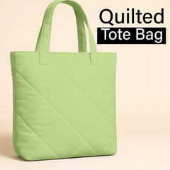 Sage Microfiber Quilted Tote Bag 13 x 15 Inch – Lightweight, Durable Shoulder Bag for Shopping, Travel & Daily Use
