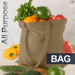 Taupe Cotton Tote Bag 13 x 15 Inch – Reusable Eco-Friendly Canvas Shopping, Travel & Daily Carry Bag