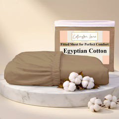 Premium 100% Cotton Fitted Bedsheet | Soft & Cooling Hotel-Quality Sheet | 10-Inch Deep Pocket, All-Round Elastic (Taupe)