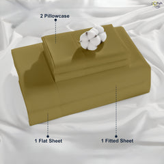 Luxury Giza Cotton 4-Piece Bed Sheet Set | Ultra-Soft & Breathable | Extra Deep 10-Inch Pocket Fitted Sheet, Flat Sheet & 2 Pillow Covers (Taupe)