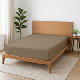 Premium Microfiber Fitted Bedsheet | 10-Inch Deep Pocket, All-Round Elastic | Wrinkle, Fade & Stain Resistant (Taupe)