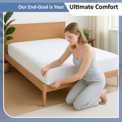 Premium 100% Cotton Fitted Bedsheet | Soft & Cooling Hotel-Quality Sheet | 10-Inch Deep Pocket, All-Round Elastic (White)