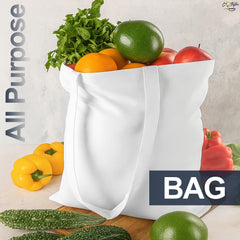 White Cotton Tote Bag 13 x 15 Inch – Reusable Eco-Friendly Canvas Shopping, Travel & Daily Carry Bag