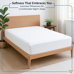 Premium 100% Cotton Fitted Bedsheet | Soft & Cooling Hotel-Quality Sheet | 10-Inch Deep Pocket, All-Round Elastic (White)