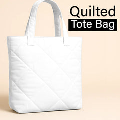 White Microfiber Quilted Tote Bag 13 x 15 Inch – Lightweight, Durable Shoulder Bag for Shopping, Travel & Daily Use