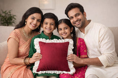 Royal Maroon Decorative Cushion Covers Set of 5 – Premium Solid Cushions with Elegant Frill Border, Soft & Stylish Home Décor, 12x12 Inch