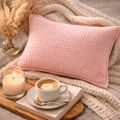 Soft Waffle Fabric Cushion Cover – Decorative Cushion Case for Sofa, Bedroom & Living Room | Peach | Pack of 1