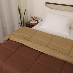 Luxurious Down Alternative Reversible Comforter | All Season Warmth 1 PC Reversible Comforter Set | 100% Microfiber Cover | Down Fiber Duvet Insert | Taupe/Chocolate