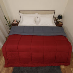 Luxurious Down Alternative Reversible Comforter | All Season Warmth Down 1 PC Reversible Comforter Set | 100% Microfiber Cover | Down Fiber Duvet Insert | Dark Grey/Burgundy
