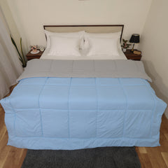 Luxurious Down Alternative Reversible Comforter | All Season Warmth Down 1 PC Reversible Comforter Set | 100% Microfiber Cover | Down Fiber Duvet Insert | Light Blue/Light Grey