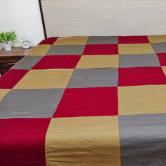 Reversible Cotton Dohar Blanket for Single Bed - Lightweight Winter Cover, 100% Cotton, 144 x 220 cm, Perfect for Festive Gifting, Rustic Patchwork Grid
