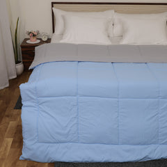 Luxurious Down Alternative Reversible Comforter | All Season Warmth Down 1 PC Reversible Comforter Set | 100% Microfiber Cover | Down Fiber Duvet Insert | Light Blue/Light Grey