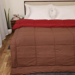 Luxurious Down Alternative Reversible Comforter | All Season Warmth 1 PC Reversible Comforter Set | 100% Microfiber Cover | Down Fiber Duvet Insert | Chocolate/Burgundy