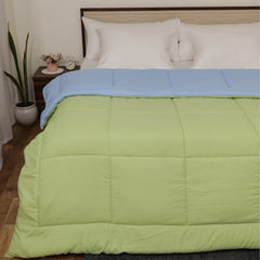 Luxurious Down Alternative Reversible Comforter | All-Season Warmth 1 PC Reversible Comforter Set | 100% Microfiber Cover | Down Fiber Duvet Insert | Sage/Light Blue
