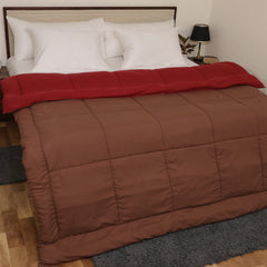 Luxurious Down Alternative Reversible Comforter | All Season Warmth 1 PC Reversible Comforter Set | 100% Microfiber Cover | Down Fiber Duvet Insert | Chocolate/Burgundy