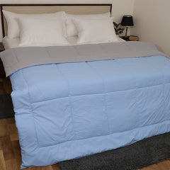 Luxurious Down Alternative Reversible Comforter | All Season Warmth Down 1 PC Reversible Comforter Set | 100% Microfiber Cover | Down Fiber Duvet Insert | Light Blue/Light Grey