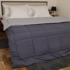 Luxurious Down Alternative Reversible Comforter | All Season Warmth Down 1 PC Reversible Comforter Set | 100% Microfiber Cover | Down Fiber Duvet Insert | Silver/Dark Grey