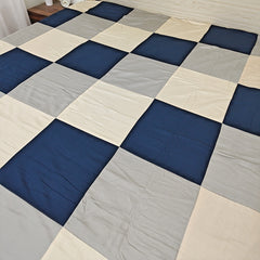 Reversible Cotton Dohar Blanket – Lightweight All-Season Comfort, 100% Pure Cotton, Perfect for Single & Double Beds, Ideal for Festive Gifting, Elegant Block Pattern