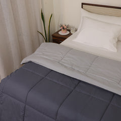 Luxurious Down Alternative Reversible Comforter | All Season Warmth Down 1 PC Reversible Comforter Set | 100% Microfiber Cover | Down Fiber Duvet Insert | Silver/Dark Grey