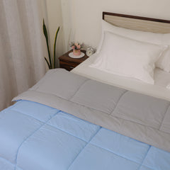 Luxurious Down Alternative Reversible Comforter | All Season Warmth Down 1 PC Reversible Comforter Set | 100% Microfiber Cover | Down Fiber Duvet Insert | Light Blue/Light Grey