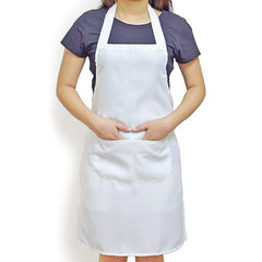 Men's and Women's Cooking Cafe Work Aprons for Kitchen with Convenient Pockets (White, 27" Width X 33" Length)