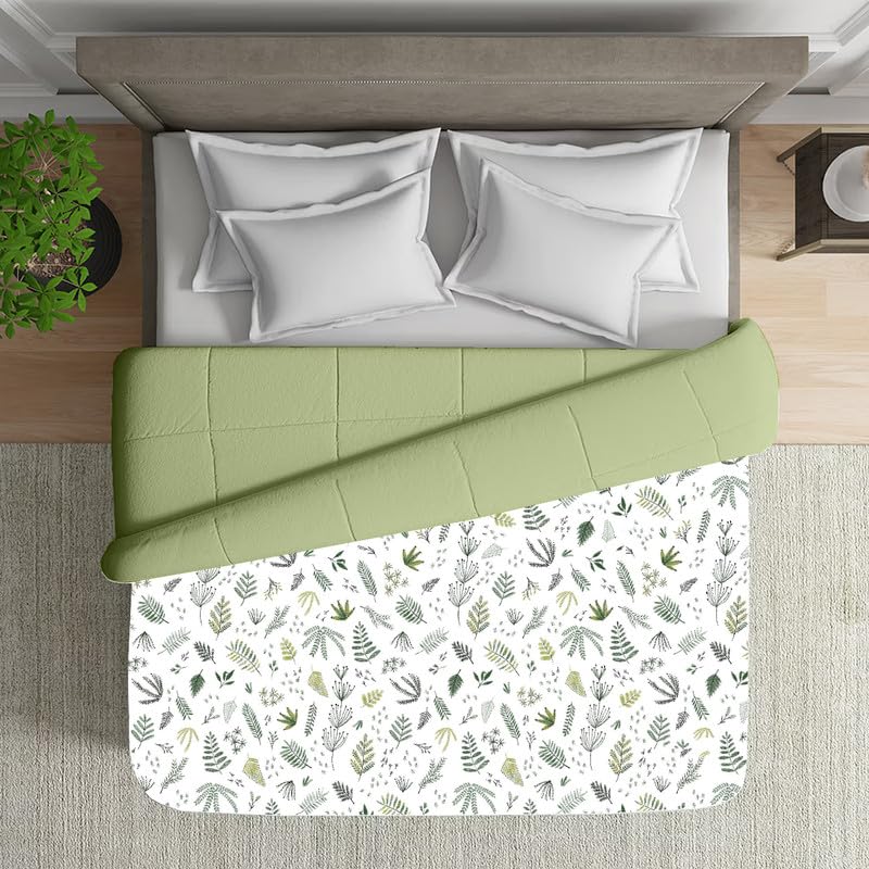 Reversible Microfiber Dohar Blanket – Lightweight All-Season Comfort, Ultra-Soft Microfiber, Perfect for Single & Double Beds, Ideal for Festive Gifting, Leafy-Tranquil & Sage