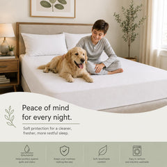 Waterproof Mattress Protector 12" Deep, Terry Cotton, Soft and Breathable Mattress Cover, Fitted Style, White