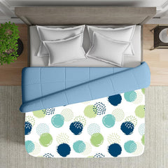Reversible Microfiber Dohar Blanket – Lightweight All-Season Comfort, Ultra-Soft Microfiber, Perfect for Single & Double Beds, Ideal for Festive Gifting, Circle Pop & Light Blue
