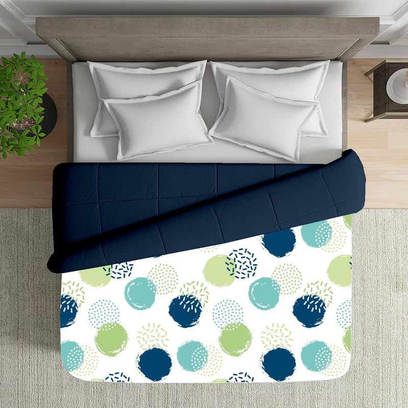 Reversible Microfiber Dohar Blanket – Lightweight All-Season Comfort, Ultra-Soft Microfiber, Perfect for Single & Double Beds, Ideal for Festive Gifting, Circle Pop & Navy Blue