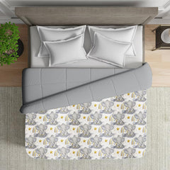 Reversible Microfiber Dohar Blanket – Lightweight All-Season Comfort, Ultra-Soft Microfiber, Perfect for Single & Double Beds, Ideal for Festive Gifting, Rainbow Safari & Light Grey
