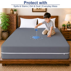 Waterproof Zipper Mattress Encasement Single Size – 6 Sided Mattress Protector Cover, Bed Bug Proof, Dustproof, Soft Breathable Fabric