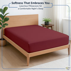 Premium Microfiber Fitted Bedsheet | 10-Inch Deep Pocket, All-Round Elastic | Wrinkle, Fade & Stain Resistant (Burgundy)