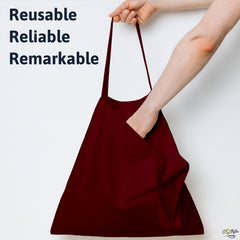 Burgundy Cotton Tote Bag 13 x 15 Inch – Reusable Eco-Friendly Canvas Shopping, Travel & Daily Carry Bag
