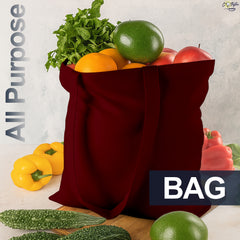 Burgundy Cotton Tote Bag 13 x 15 Inch – Reusable Eco-Friendly Canvas Shopping, Travel & Daily Carry Bag