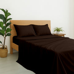 Luxury Giza Cotton 4-Piece Bed Sheet Set | Ultra-Soft & Breathable | Extra Deep 10-Inch Pocket Fitted Sheet, Flat Sheet & 2 Pillow Covers (Chocolate)