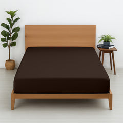 Premium 100% Cotton Fitted Bedsheet | Soft & Cooling Hotel-Quality Sheet | 10-Inch Deep Pocket, All-Round Elastic (Chocolate)
