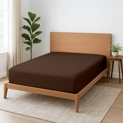 Premium Microfiber Fitted Bedsheet | 10-Inch Deep Pocket, All-Round Elastic | Wrinkle, Fade & Stain Resistant (Chocolate)