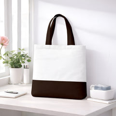 Premium Quality 100% Cotton Tote Bag 13 x 15 Inch – Reusable Eco-Friendly Canvas Shopping, Travel & Daily Carry Bag (Chocolate/White)