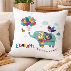 Elephant Print 100% Cotton Cushion | Decorative Cushion for Sofa & Living Room (Pack of 1)