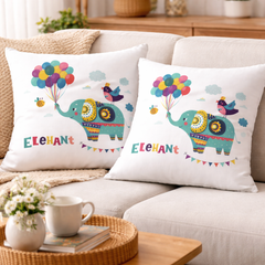 Elephant Print 100% Cotton Cushion | Decorative Cushion for Sofa & Living Room (Pack of 1)