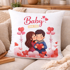 Romantic Couple Love Printed Cushion | 100% Cotton Cushion for Gifting | Decorative Cushion for Sofa & Living Room (Pack of 1)