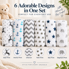 6-Pack Baby Muslin Swaddle Blankets – 100% Muslin Cotton, Soft & Breathable Receiving Blankets
