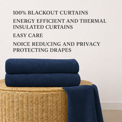 Cottington Lane Blackout Curtains for Door And Window Set of 2 | 7 Feet Navy Blue | Thermal Insulated Heavy Fabric | Room Darkening Eyelet Curtains for Living Room & Bedroom