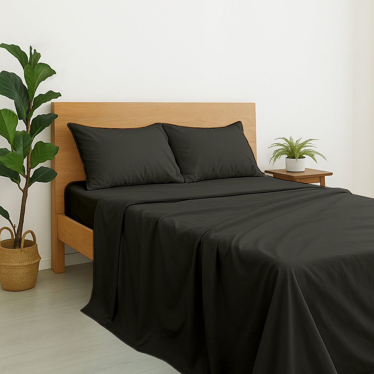 Luxury Giza Egyptian Cotton 4-Piece Bed Sheet Set | Ultra-Soft & Breathable | Extra Deep 10-Inch Pocket Fitted Sheet, Flat Sheet & 2 Pillow Covers (Dark Grey)