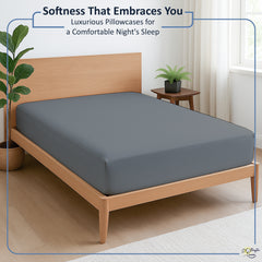 Premium Microfiber Fitted Bedsheet | 10-Inch Deep Pocket, All-Round Elastic | Wrinkle, Fade & Stain Resistant (Dark Grey)