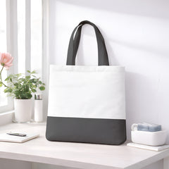 Premium Quality 100% Cotton Tote Bag 13 x 15 Inch – Reusable Eco-Friendly Canvas Shopping, Travel & Daily Carry Bag (Dark Grey/White)