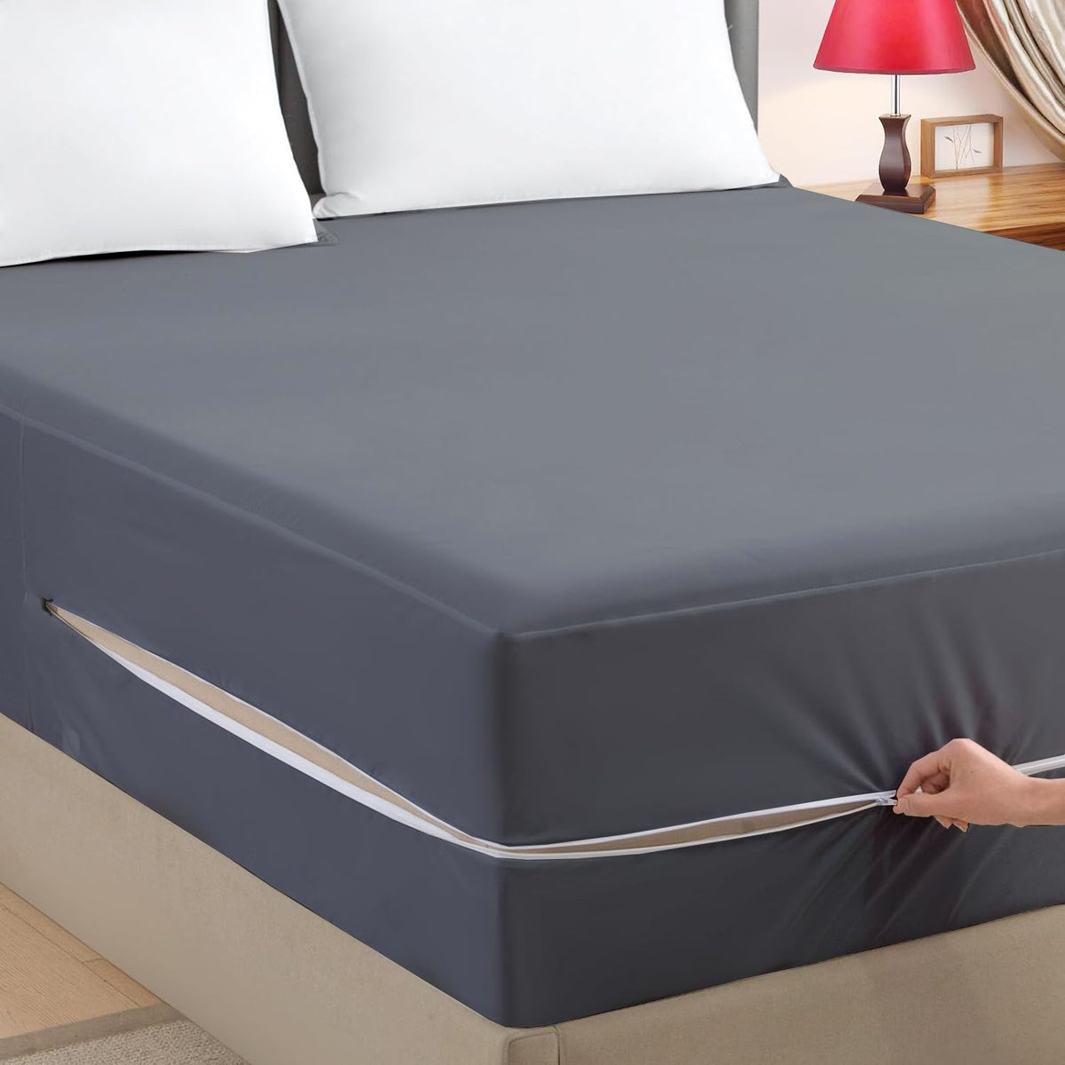 Waterproof Zipper Mattress Encasement Single Size – 6 Sided Mattress Protector Cover, Bed Bug Proof, Dustproof, Soft Breathable Fabric