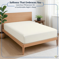 Premium Microfiber Fitted Bedsheet | 10-Inch Deep Pocket, All-Round Elastic | Wrinkle, Fade & Stain Resistant (Ivory)